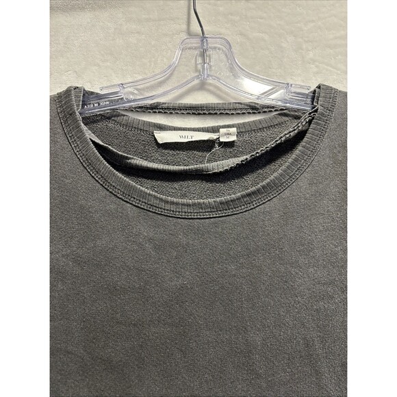 Wilt Women's Long Sleeve Distressed Neckline Pullover Top Grey Size Medium Boho - Picture 2 of 16
